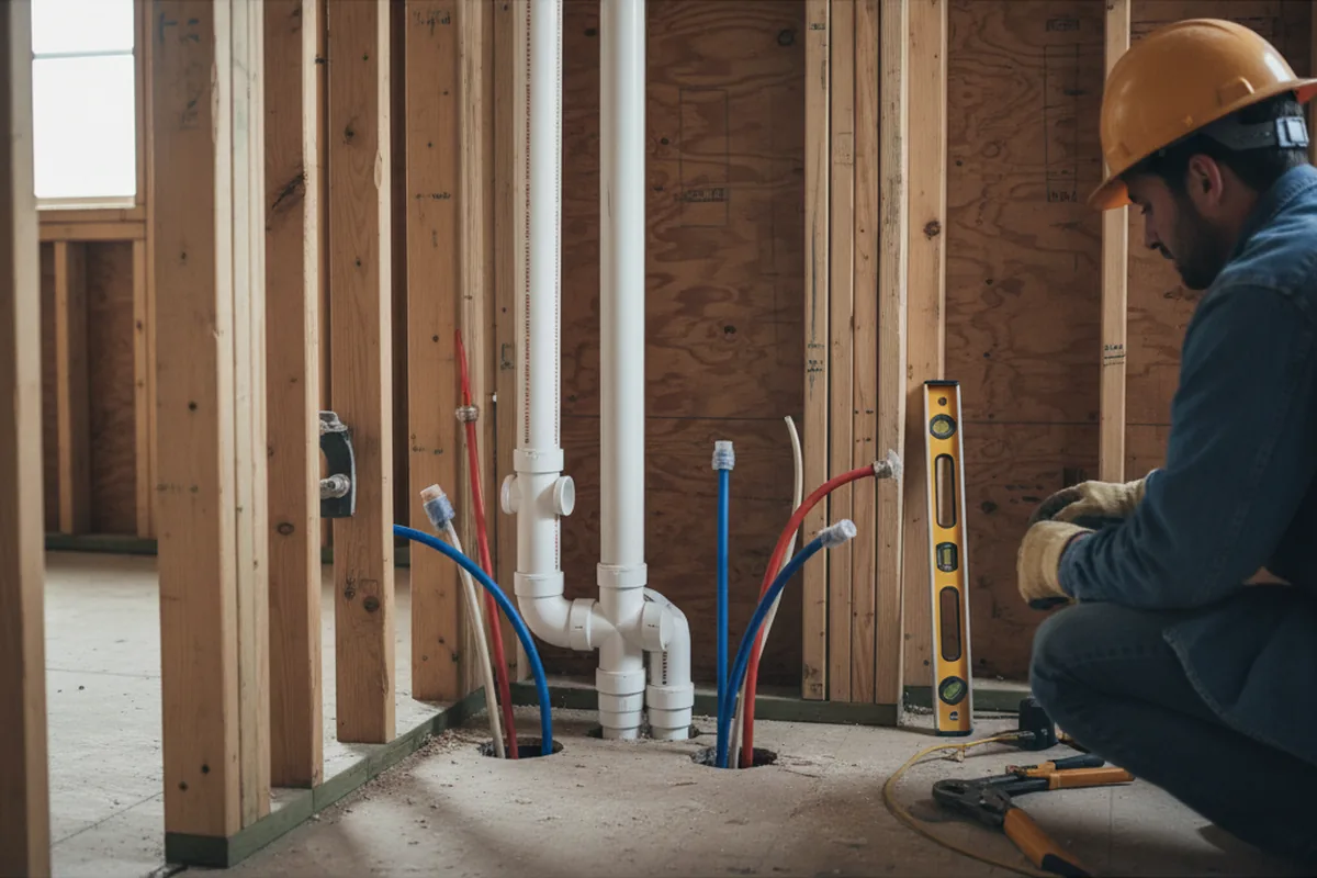 Drain and supply rough-in during Leak Detection in Coleman