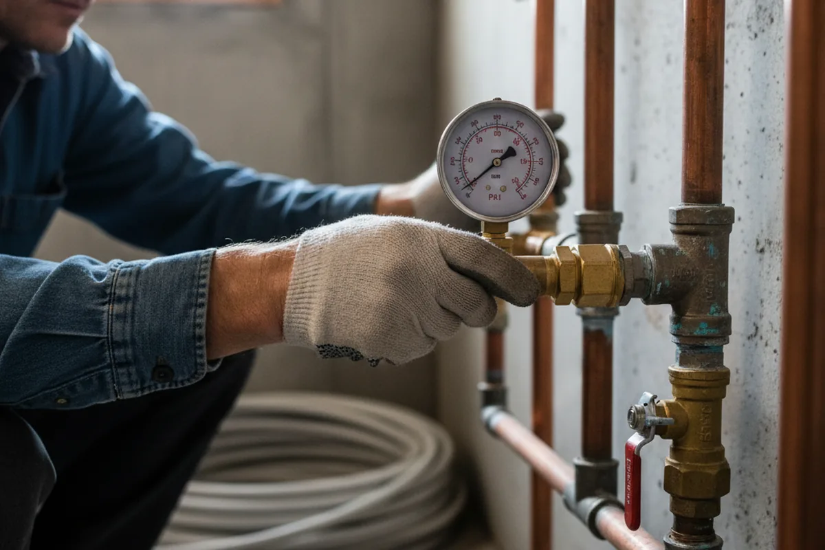 Pressure testing a repaired line during Water Line Repair in Coleman